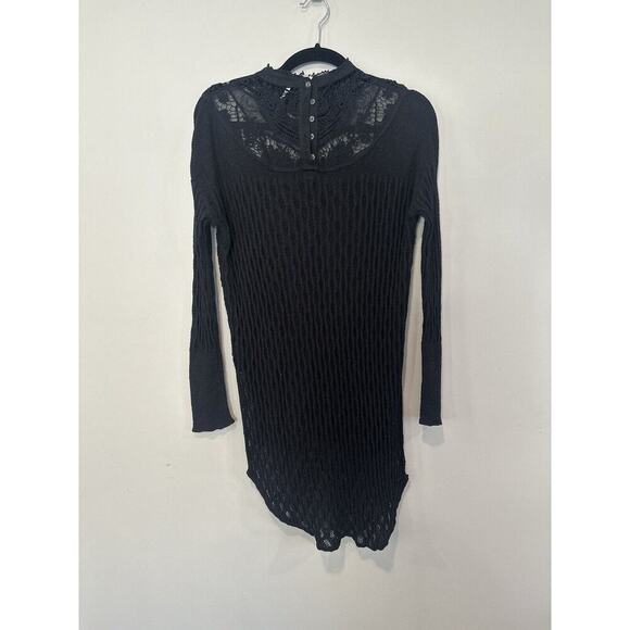 Free People Black Lace Stretchy Y2K Sweater Tunic Size XS 1538 - Picture 6 of 12